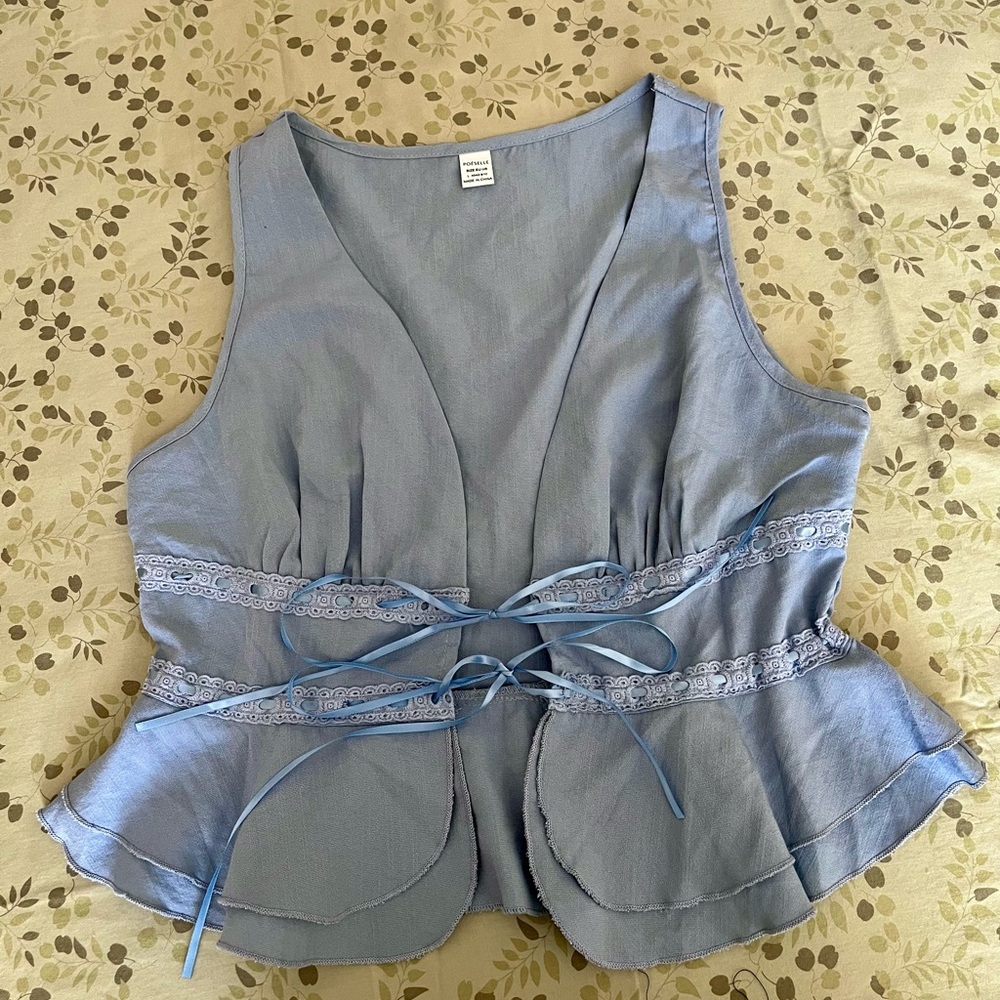 Elegant Blue Sleeveless Blouse
